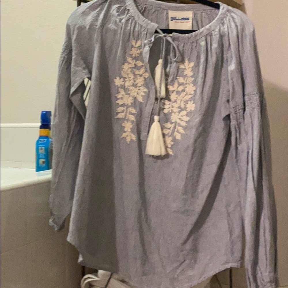 Summer casual kaftan  cotton with hand embroidery